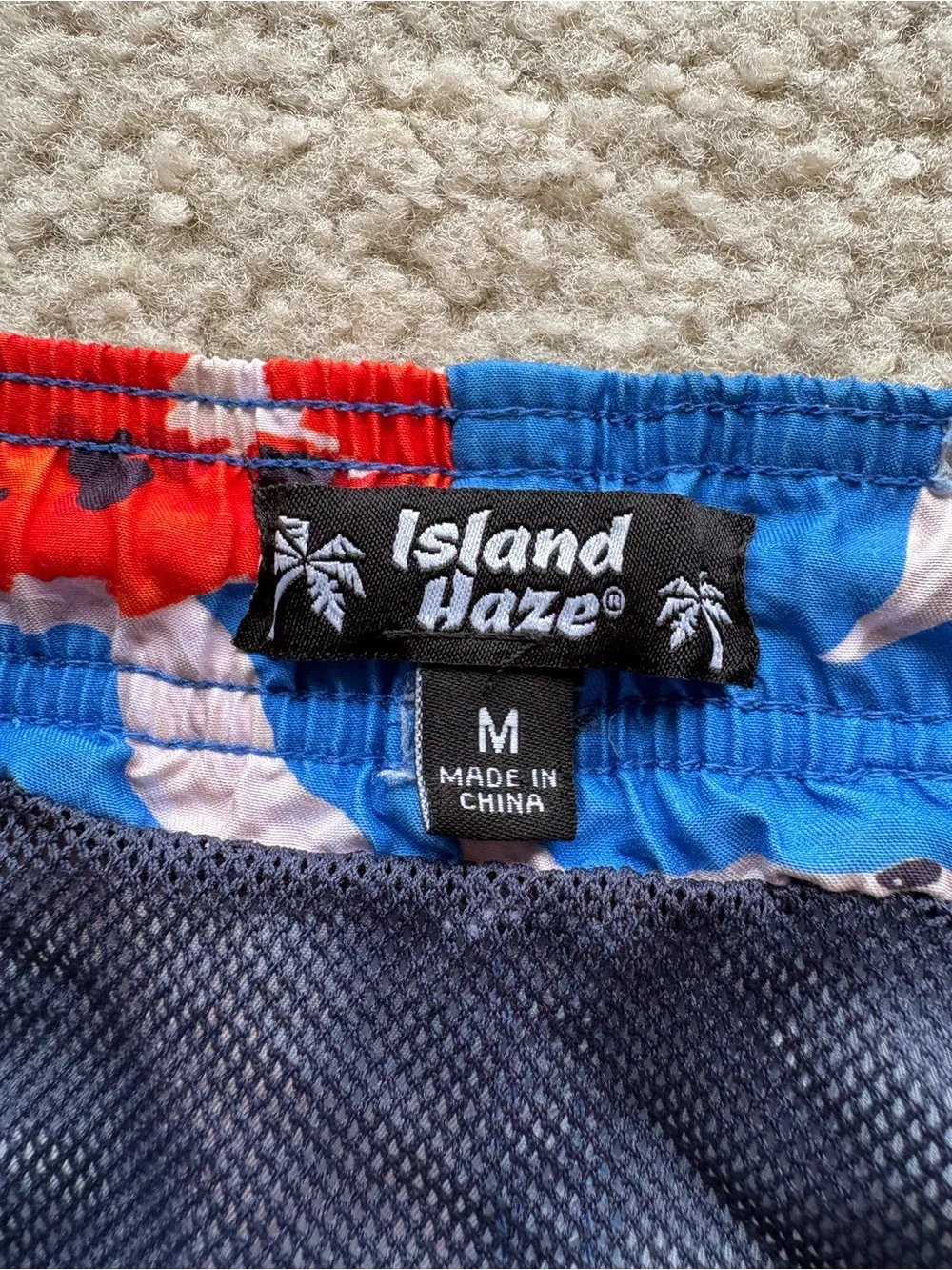 Island Haze Men's Medium Koi Fish Print Swim Trunks Board Shorts Blue M 5